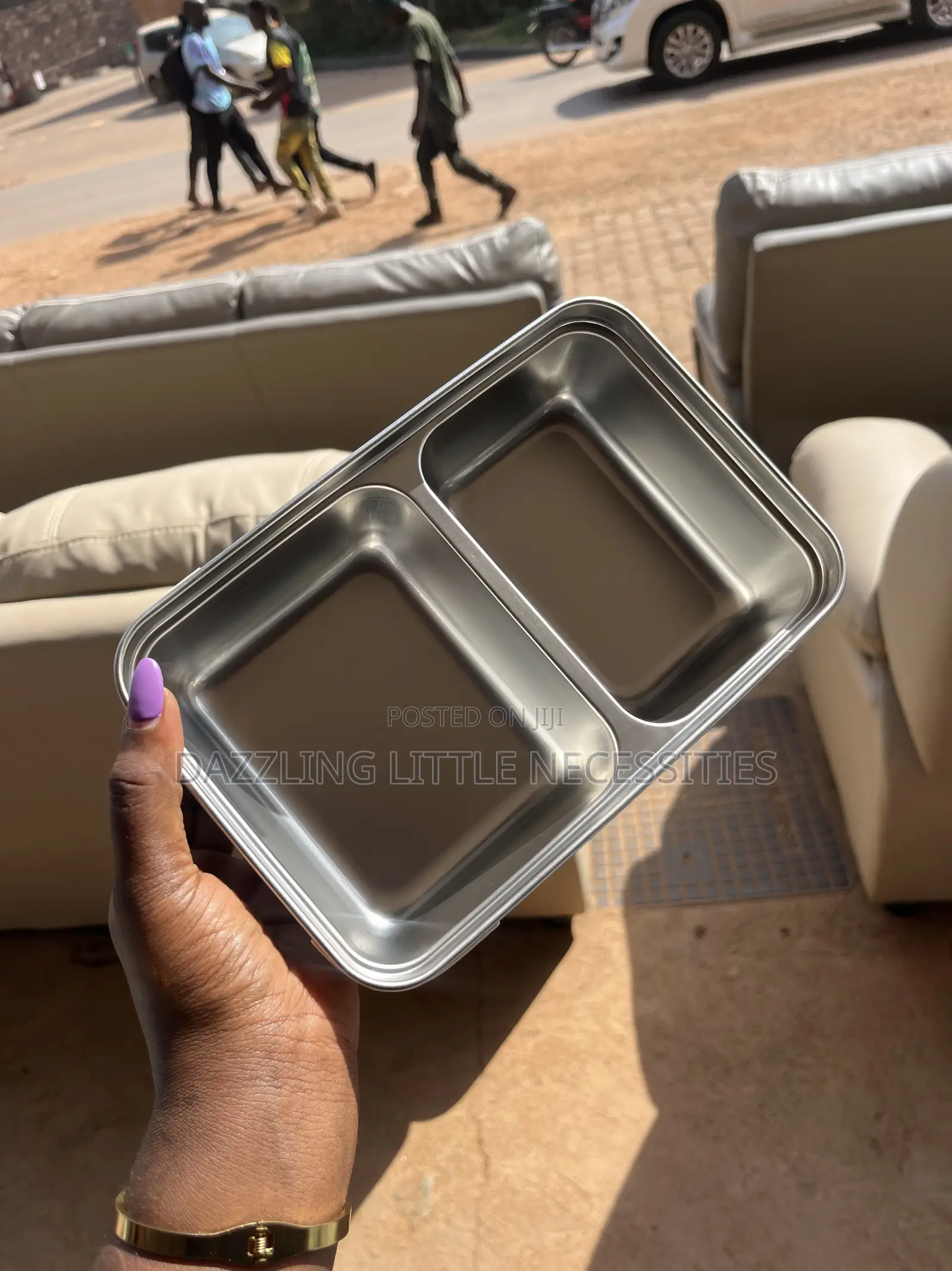 TEDO Lunch Box With Stainless Steel Interior 2 Compartments - Cream