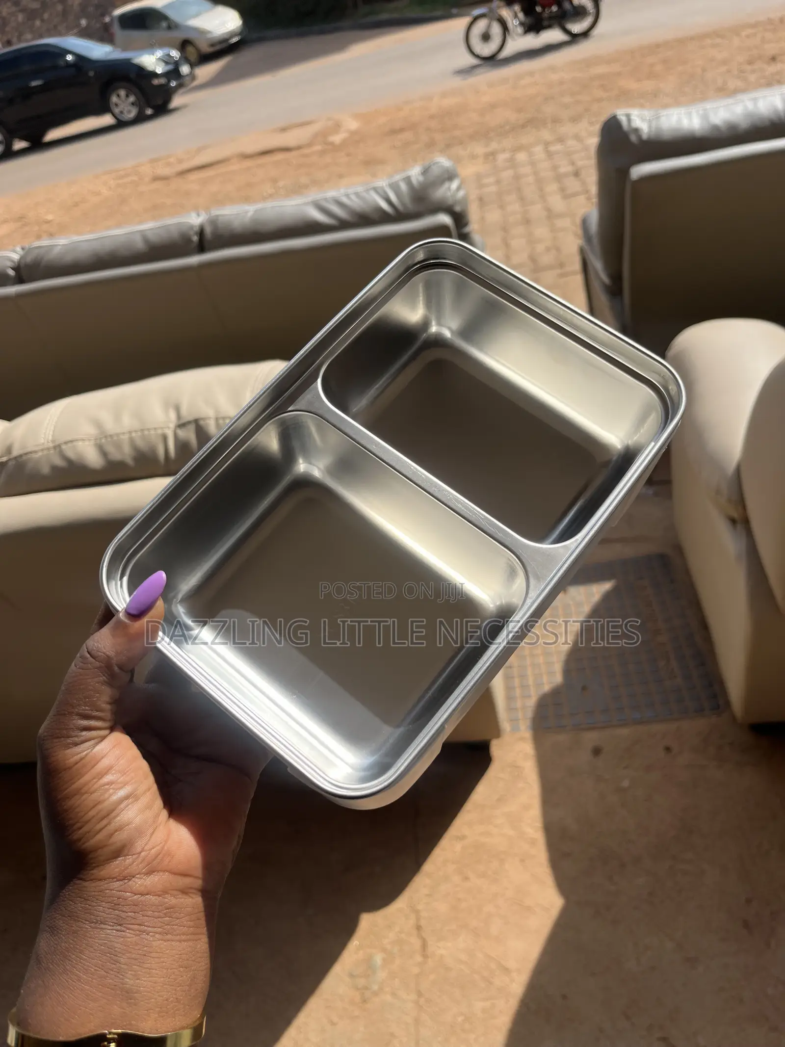 TEDO Lunch Box With Stainless Steel Interior 2 Compartments - Cream