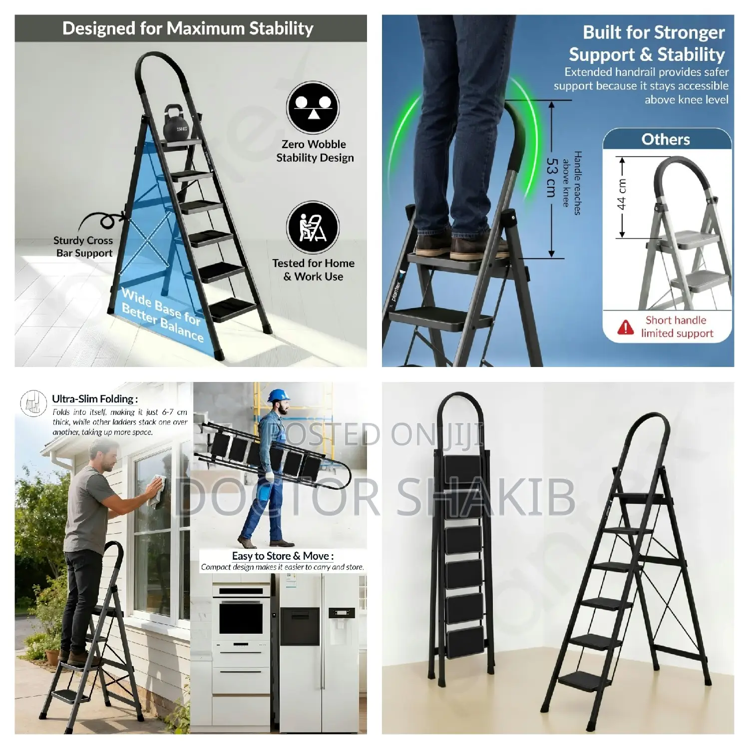6 Steps Foldable Ladder With Anti-Skid Wide Steps