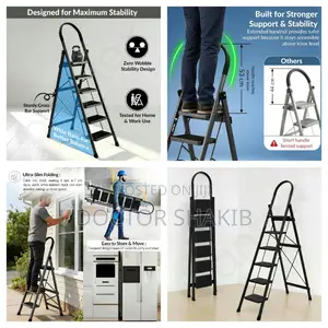 6 Steps Foldable Ladder With Anti-Skid Wide Steps