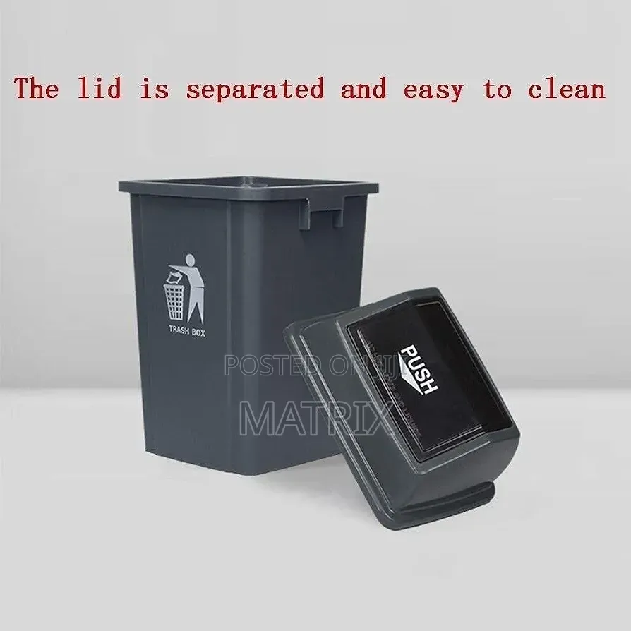 30L Trash Bin With Lid – Plastic Push-Top Garbage Bin