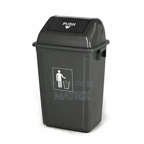 30L Trash Bin With Lid – Plastic Push-Top Garbage Bin