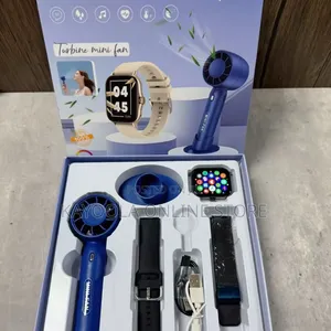 AS15 Plus Combo Set Box SmartWatch, Earbuds, and Mini Fan