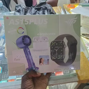 AS15 Plus Combo Set Box SmartWatch, Earbuds, and Mini Fan