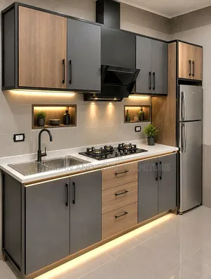It's Aluminum Kitchen Cabinets Made in Gray Colour