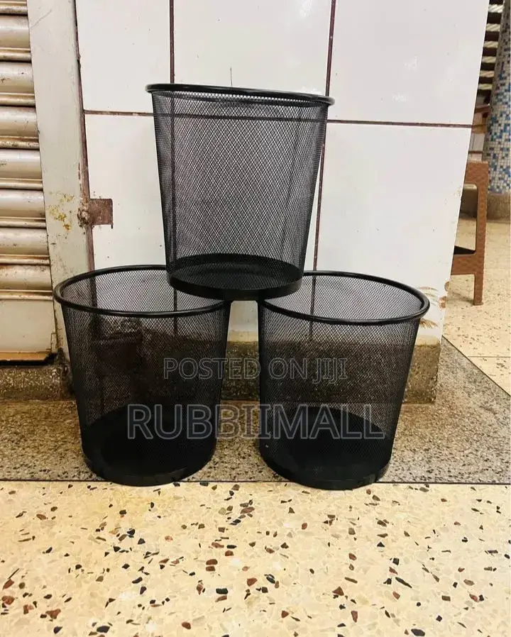 Black Metal Wire Mesh Waste Bin