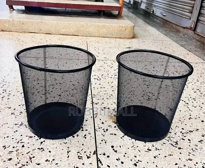 Black Metal Wire Mesh Waste Bin