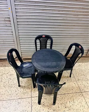 1 Black Small Round Table + 4 Black Armless Chair