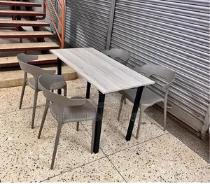 1 Grey Foldable Table + 4 Curved Back Rest Chair