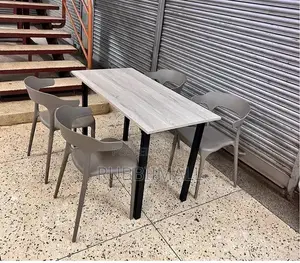 1 Grey Foldable Table + 4 Curved Back Rest Chair