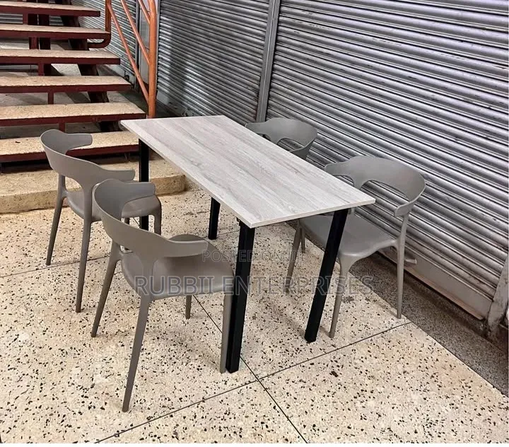 1 Grey Foldable Table + 4 Curved Back Rest Chair