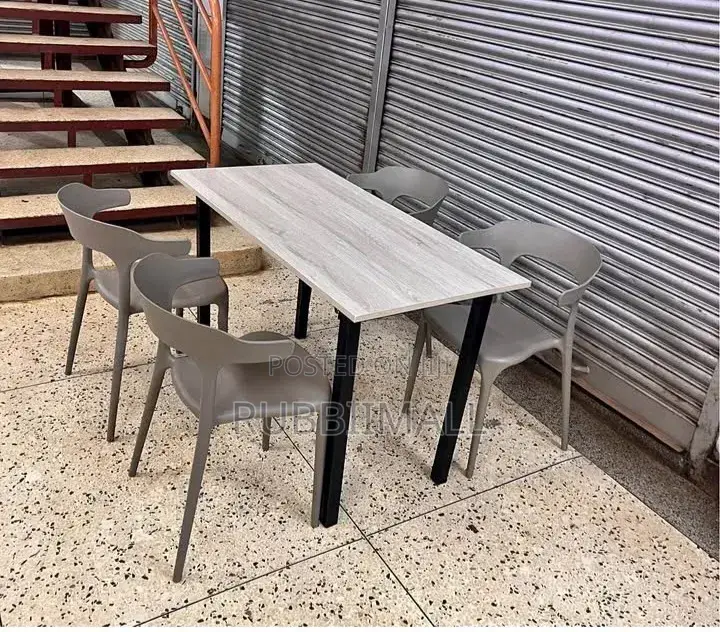 1 Grey Foldable Table + 4 Curved Back Rest Chair