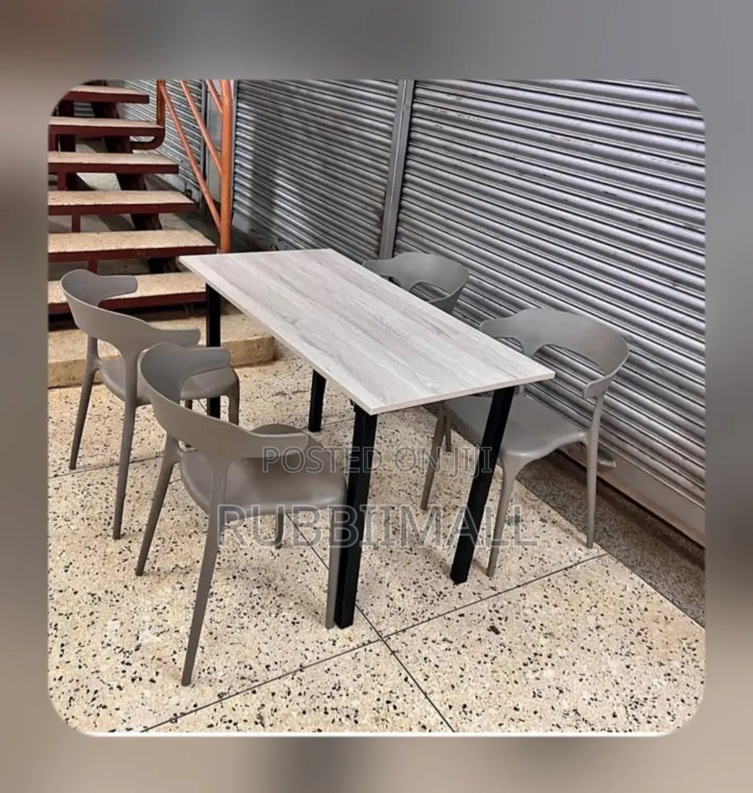 1 Grey Foldable Table + 4 Curved Back Rest Chair
