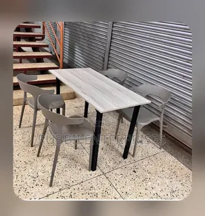 1 Grey Foldable Table + 4 Curved Back Rest Chair