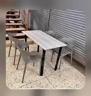 1 Grey Foldable Table + 4 Curved Back Rest Chair