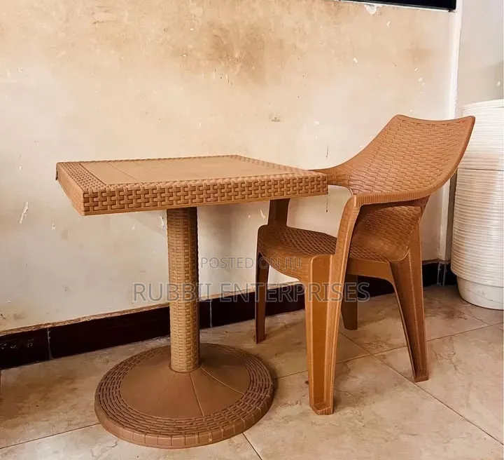 Coffee Table + 1 Arm Brown Chair