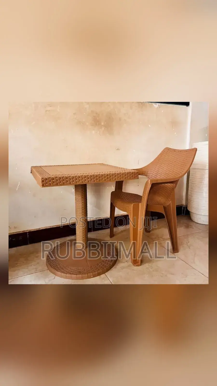 Coffee Table + 1 Arm Brown Chair