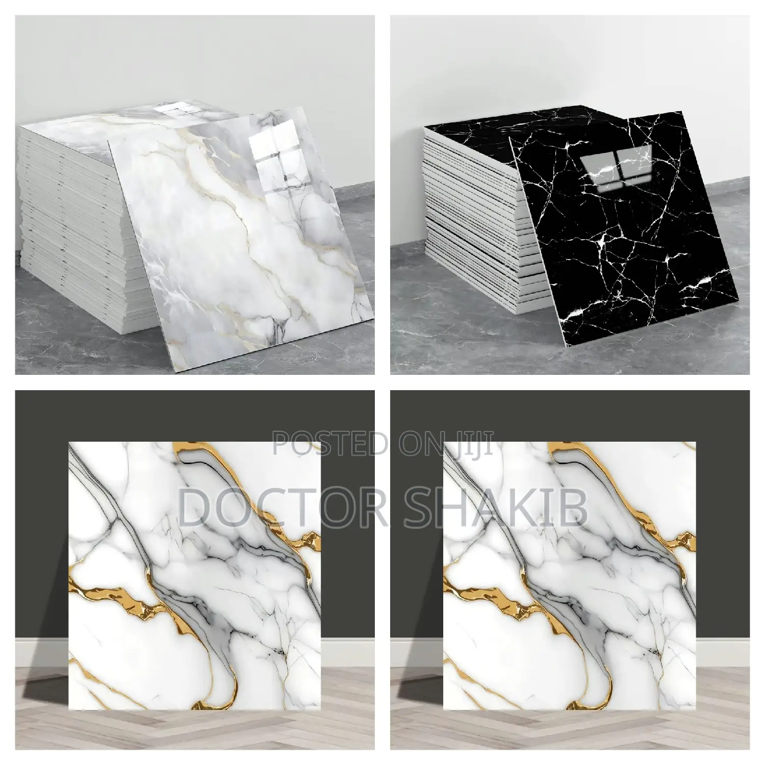 4pc Self-Adhesive PVC Tile Stickers With a High-Gloss Finish