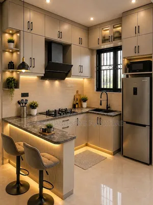 It's Kitchen Cabinets Made in Laminated Boards in Gray Colour