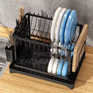 Premium 2-Tier Metal Kitchen Dish Drying Rack With Drainboard