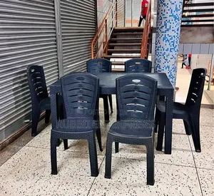 1 Long Rectangular Table + 6 Plastic Woven Chair