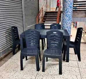 1 Long Rectangular Table + 6 Plastic Woven Chair