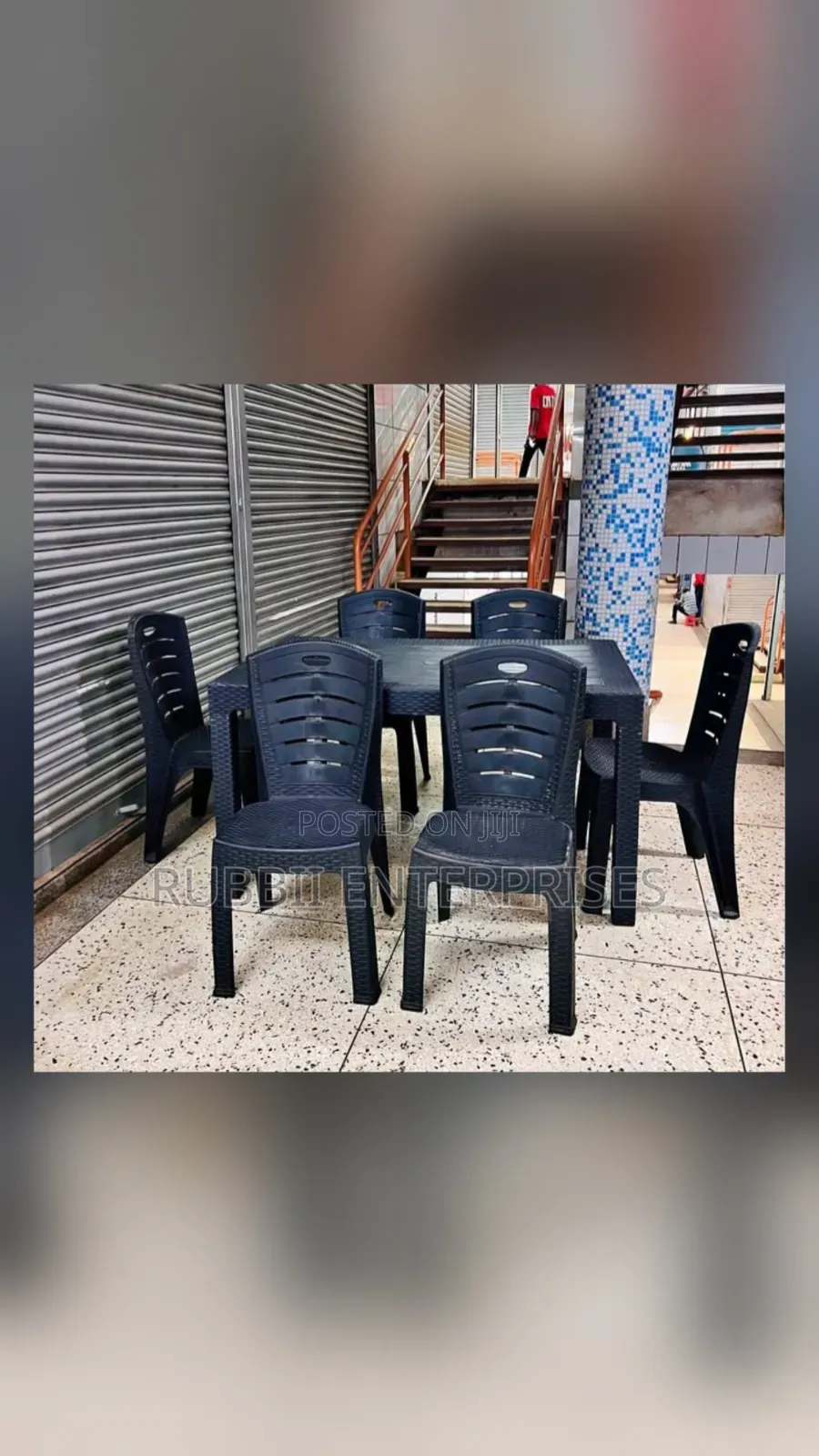 1 Long Rectangular Table + 6 Plastic Woven Chair