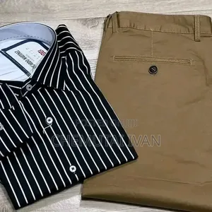 2pcs Clothing Set{khaki Pant+shirt}