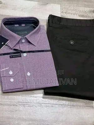 2pcs Clothing Set{khaki Pant+shirt}