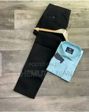 2pcs Clothing Set{khaki Pant+shirt}