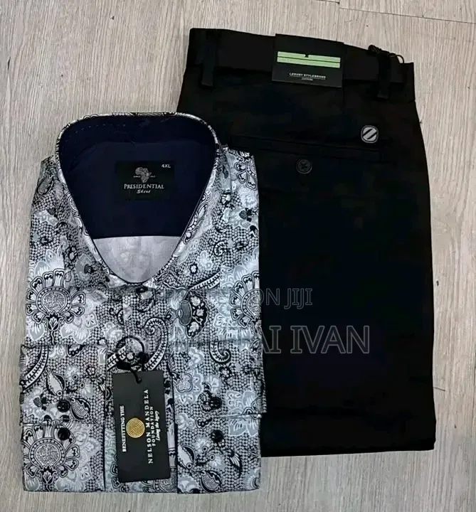 2pcs Clothing Set{khaki Pant+shirt}