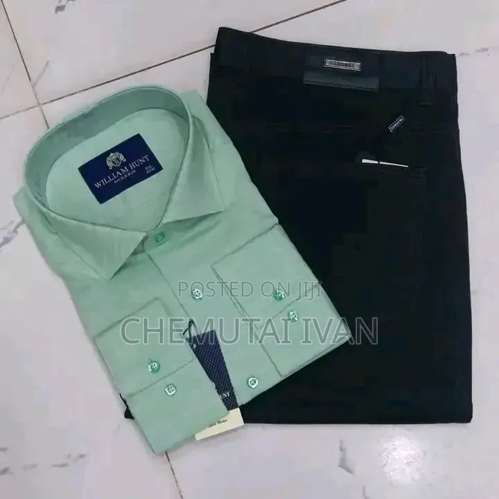 2pcs Clothing Set{khaki Pant+shirt}