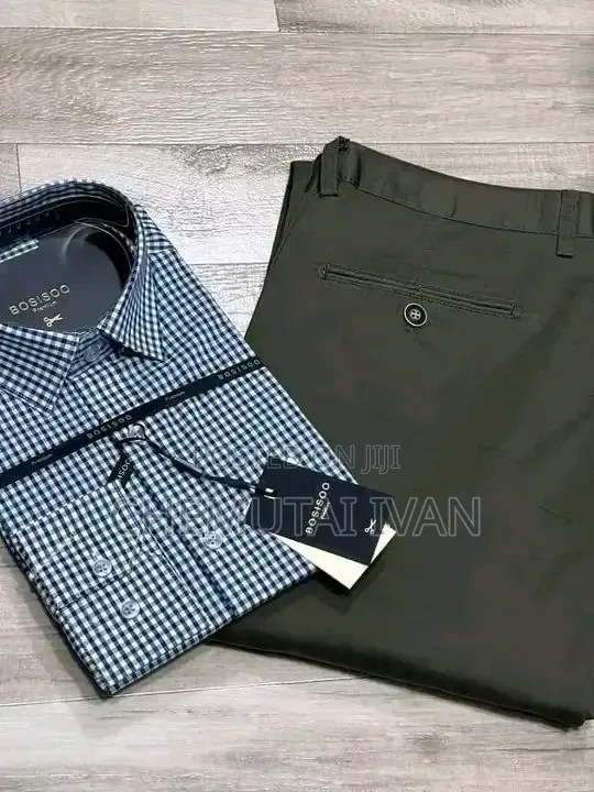 2pcs Clothing Set{khaki Pant+shirt}