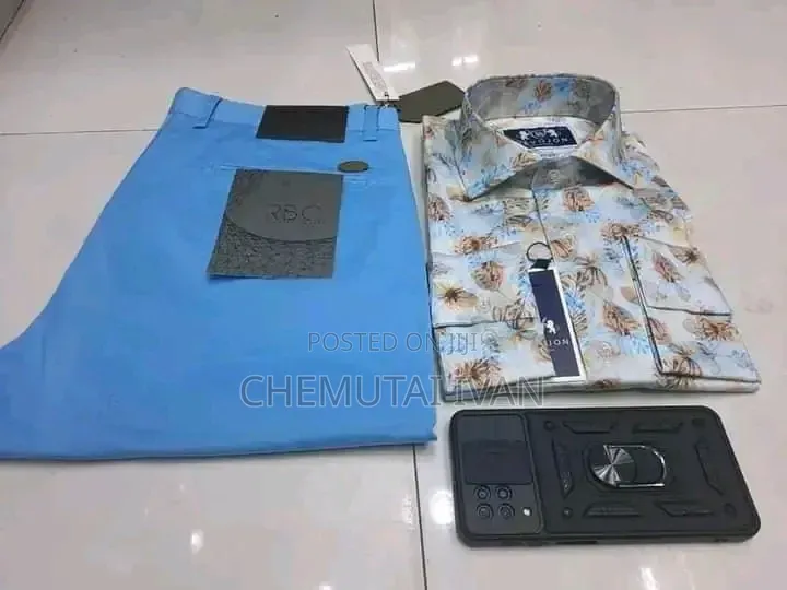 2pcs Clothing Set{khaki Pant+shirt}