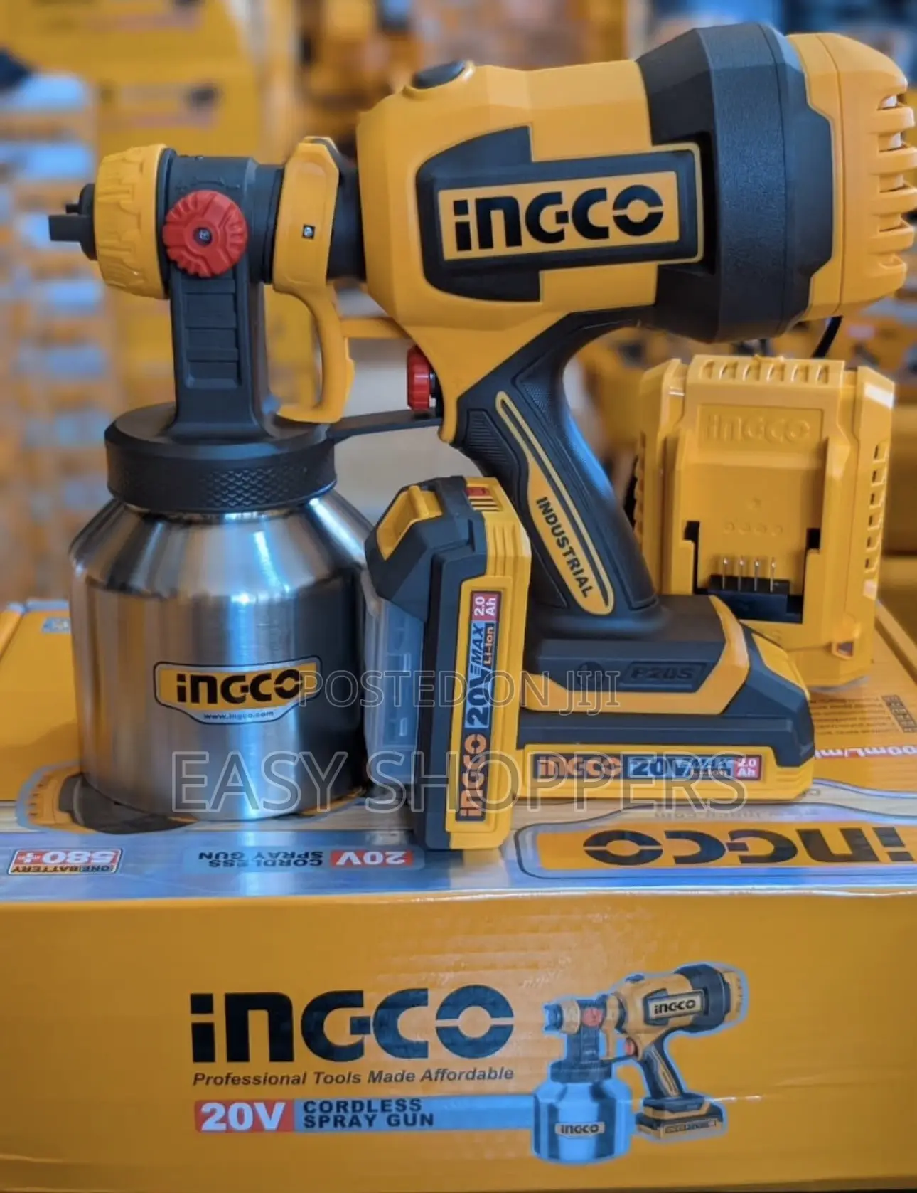 INGCO Cordless Spray Gun Paint Sprayer 20v One Battery and Charger