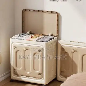 Foldable Storage Box Organizer With Wheels Clothes Cabinet