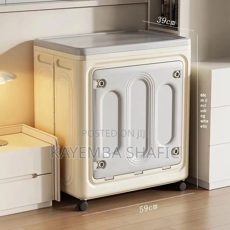 Foldable Storage Box Organizer With Wheels Clothes Cabinet