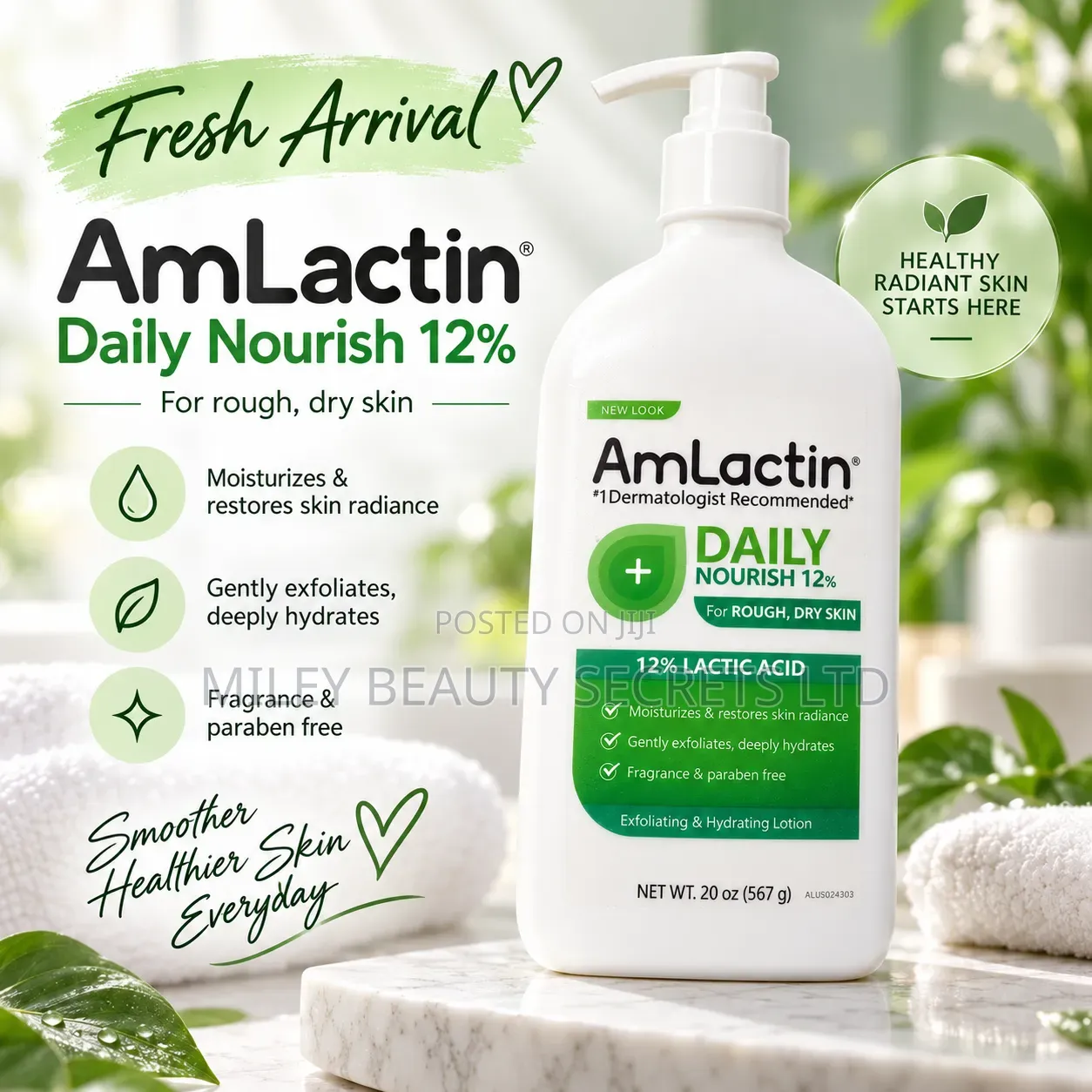 AmLactin Daily Nourish 12% Lactic Acid Lotion – 20 Oz (567g)