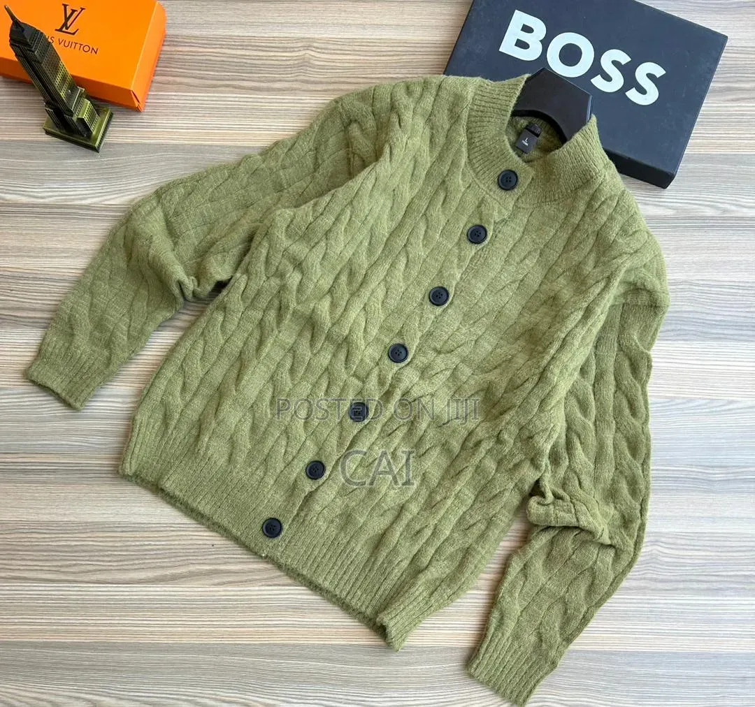 Classic Cable-Knit Button-Up Cardigan
