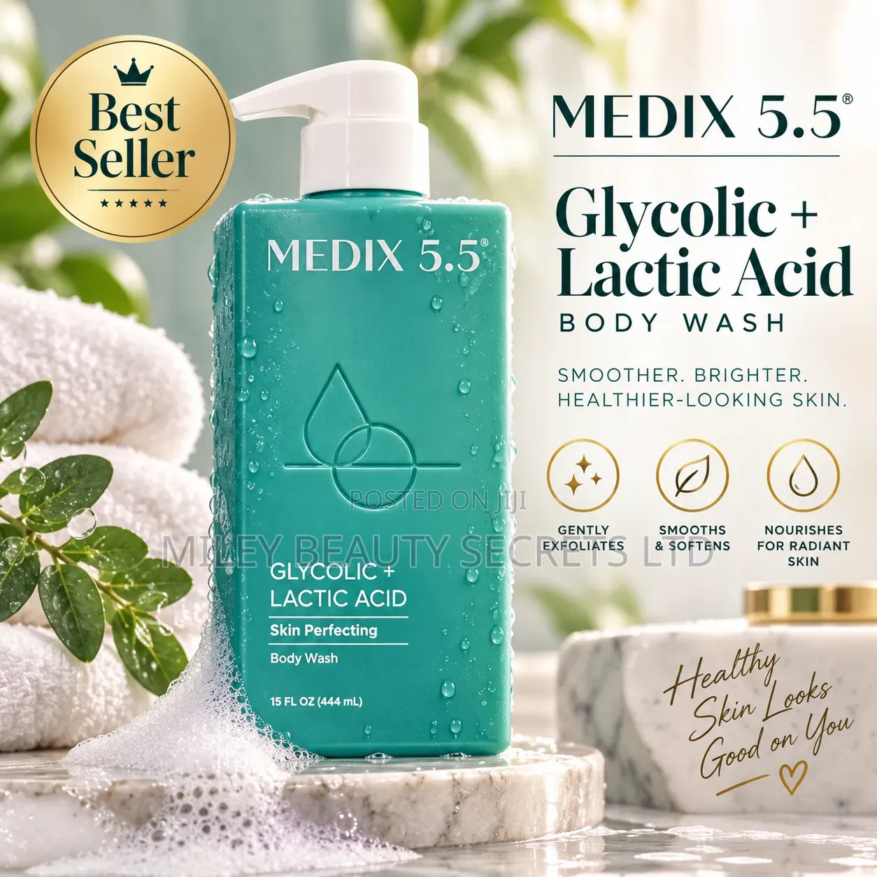 MEDIX 5.5 Glycolic + Lactic Acid Skin Perfecting Body Wash – 15 Fl Oz