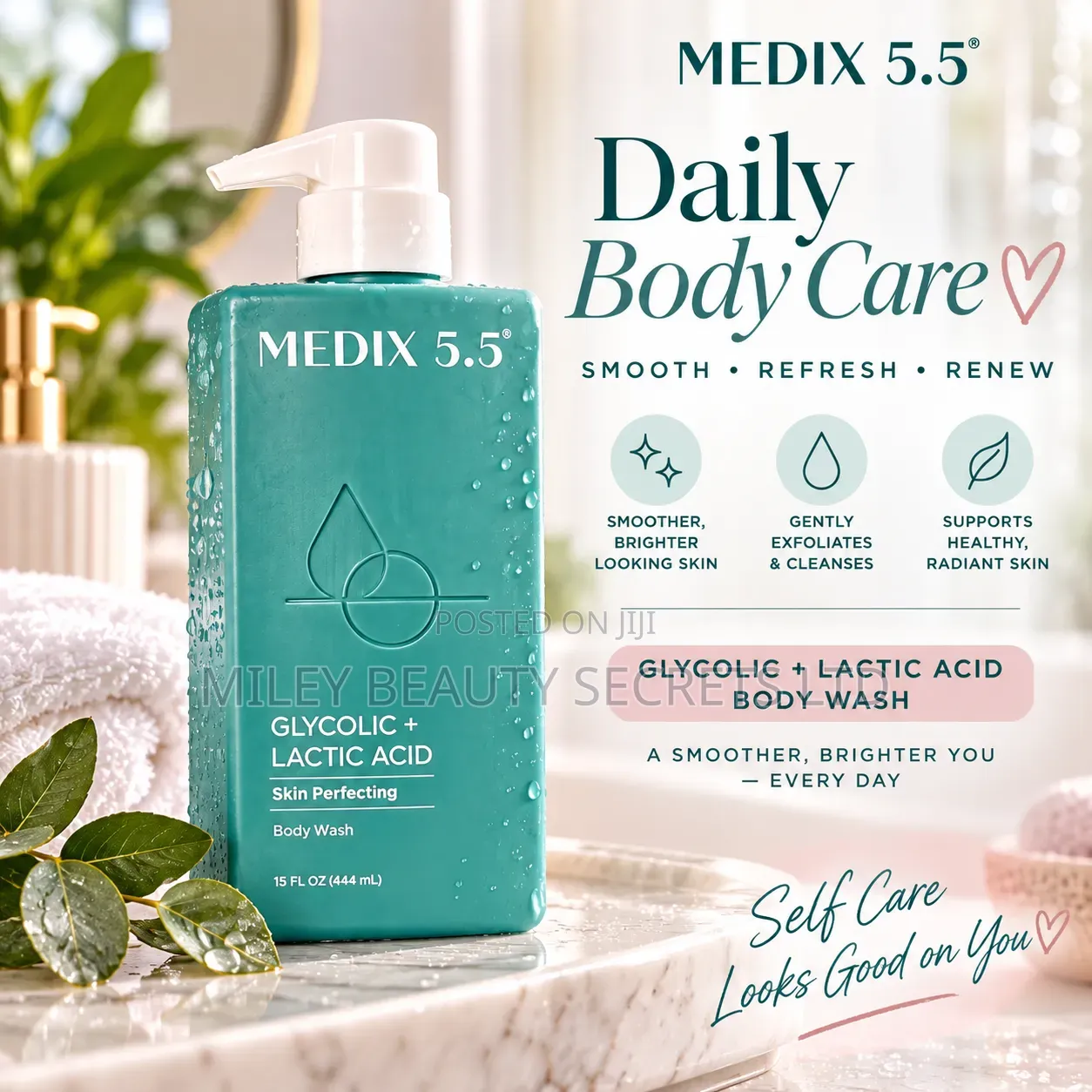 MEDIX 5.5 Glycolic + Lactic Acid Skin Perfecting Body Wash – 15 Fl Oz