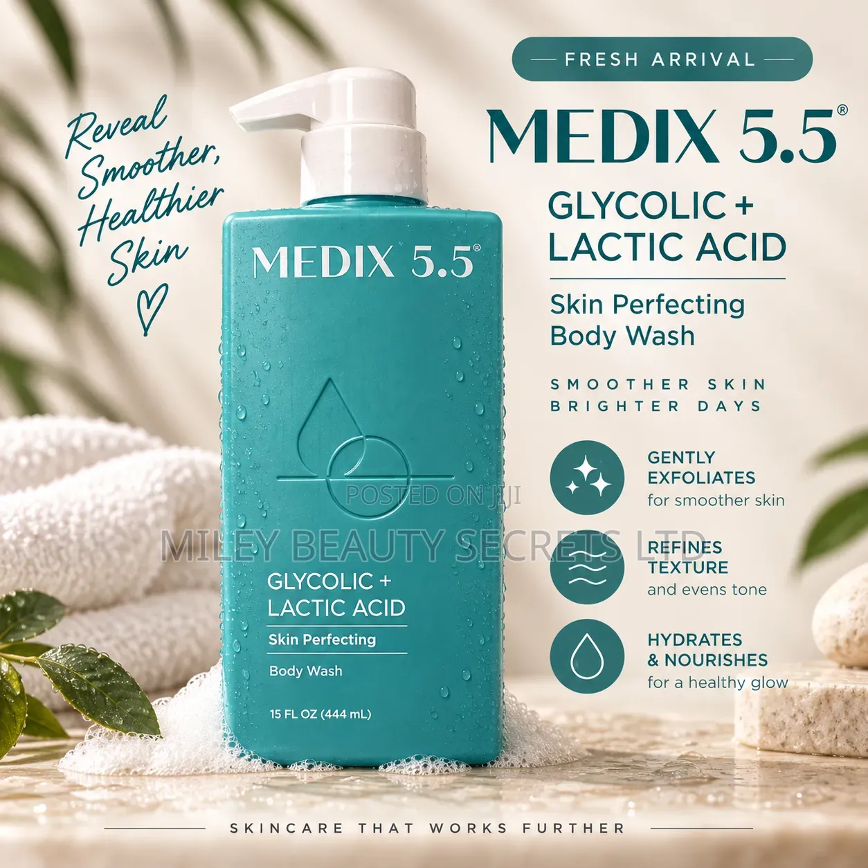 MEDIX 5.5 Glycolic + Lactic Acid Skin Perfecting Body Wash – 15 Fl Oz