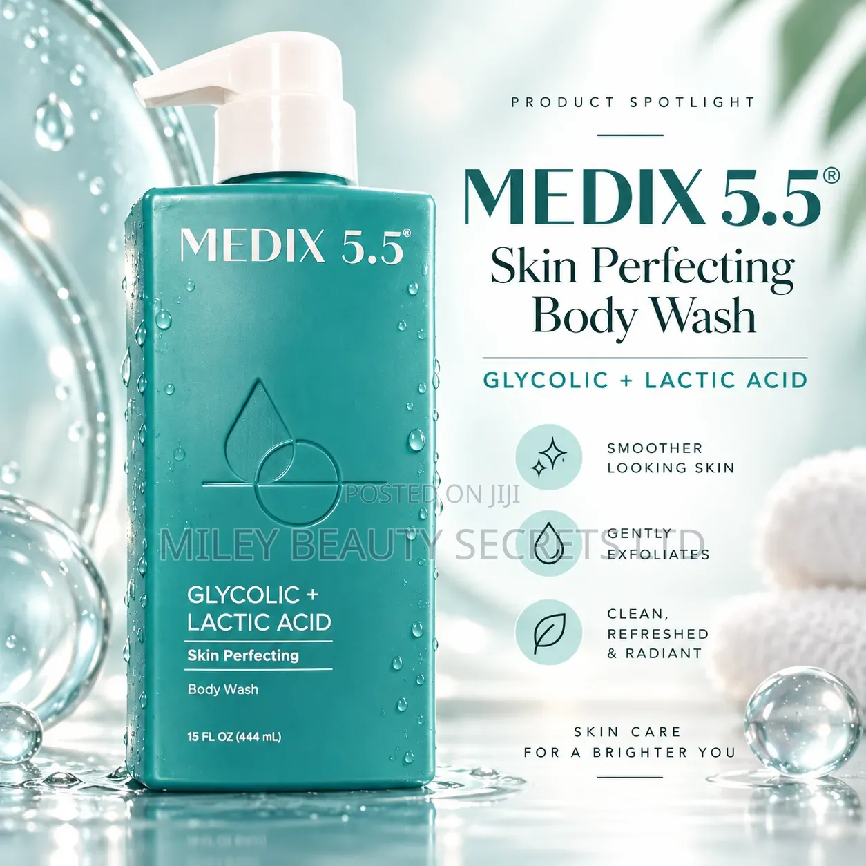 MEDIX 5.5 Glycolic + Lactic Acid Skin Perfecting Body Wash – 15 Fl Oz