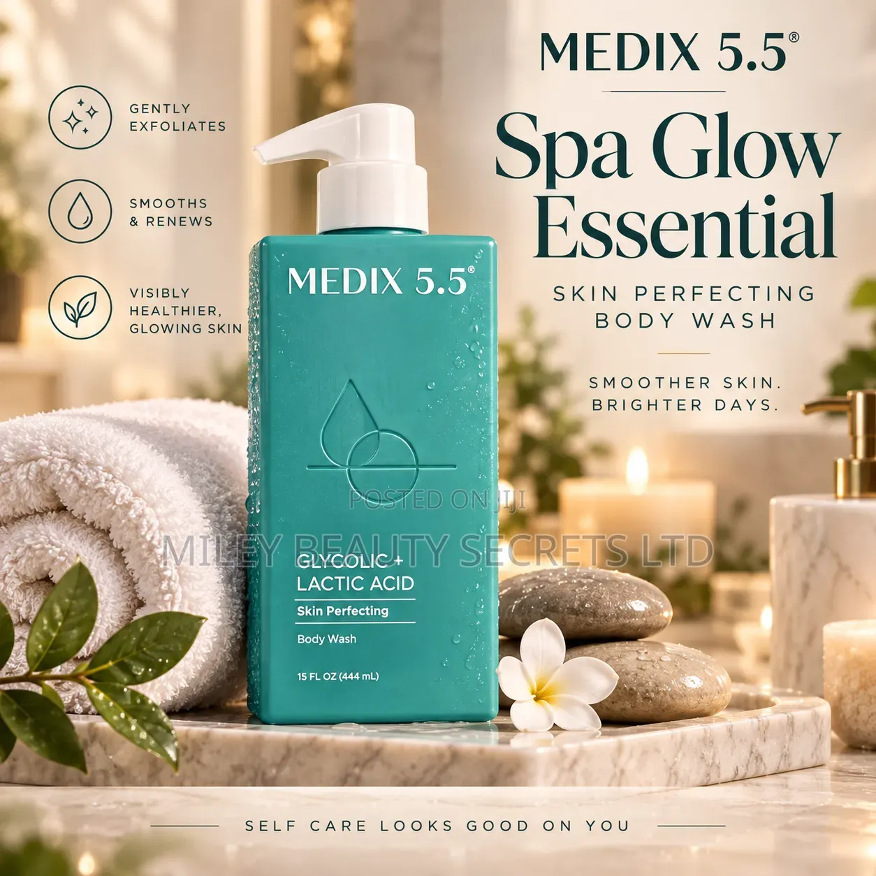 MEDIX 5.5 Glycolic + Lactic Acid Skin Perfecting Body Wash – 15 Fl Oz