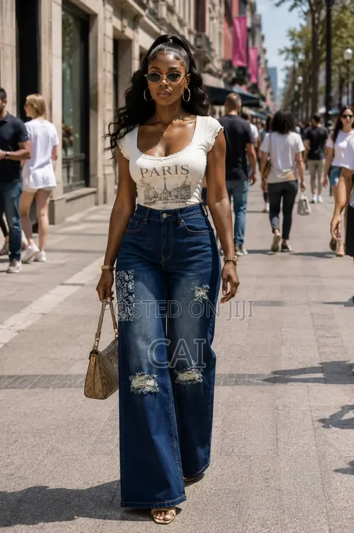 Shein Stylish Wide-Leg Denim Jeans