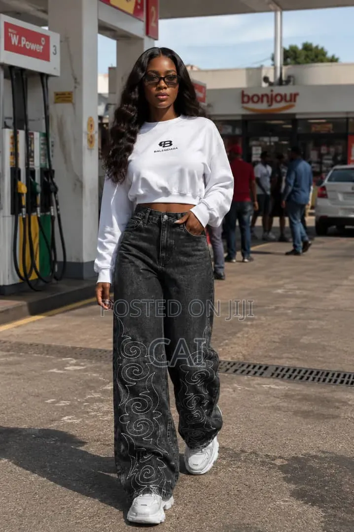 Shein Stylish Wide-Leg Denim Jeans