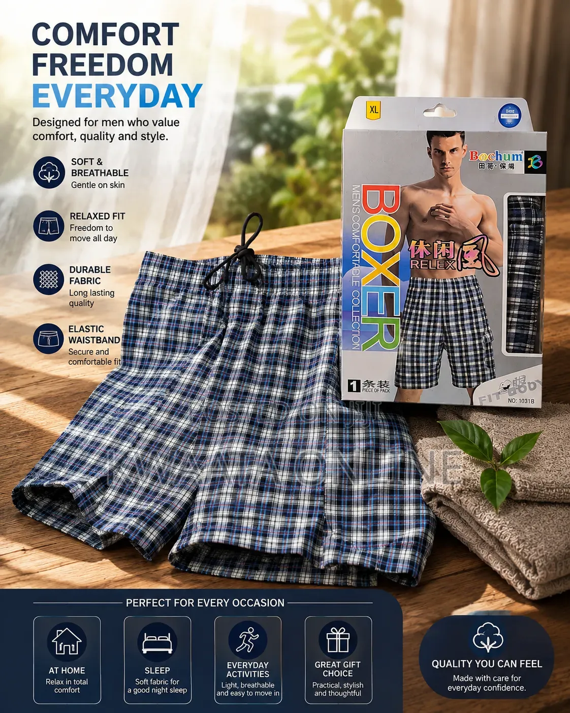 Men's Stretch Sleep Jam Shorts Plaid Lounge Elastic Pants