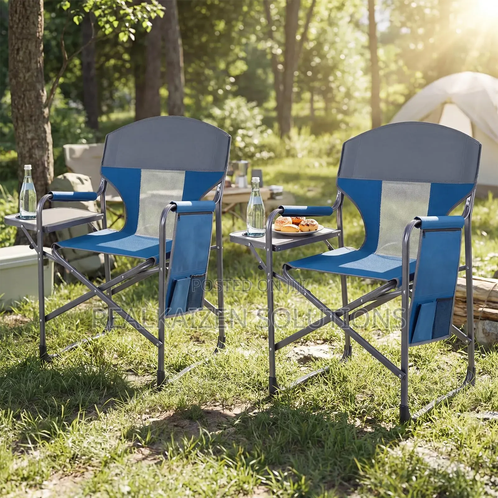 Heavy-Duty Folding Camping Directors Chair| Table| Cup Holder| Pocket