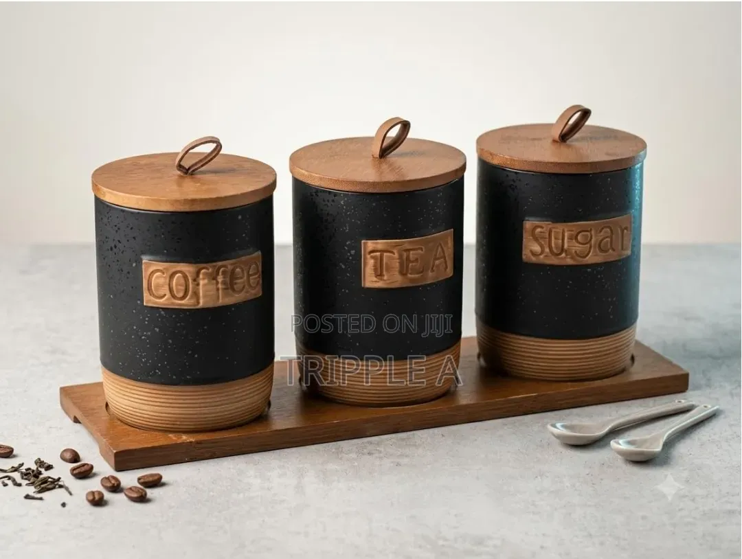 Black Ceramic Coffee Sugar and Coffee Set