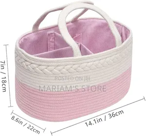 Woven Cotton Baby Diaper Caddy Organizer With Carrying Handles